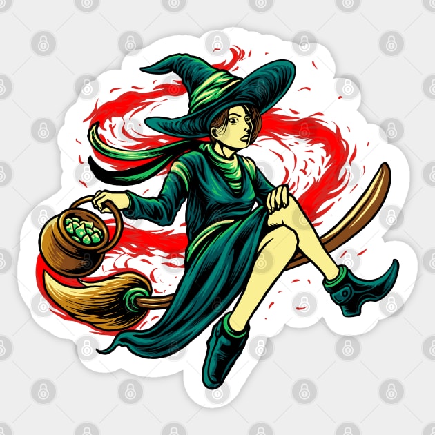 Halloween Flying Witch Sticker by FabulousDesigns